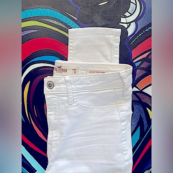 HOLLISTER High Rise Super Skinny Jeans distressed white denim SZ 26W 30L - Picture 8 of 14